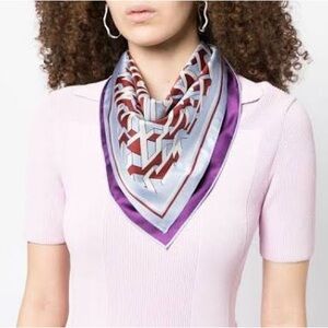 Tory Burch Monogram Pattern Silk Scarf